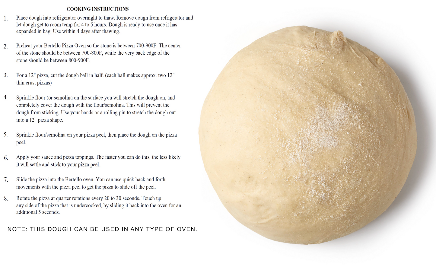 Bertello Non-Stick Pizza Dough Balls - 16 Pizzas (Includes 8 Dough Balls, 16oz each. 1 ball makes two 12" pizzas)