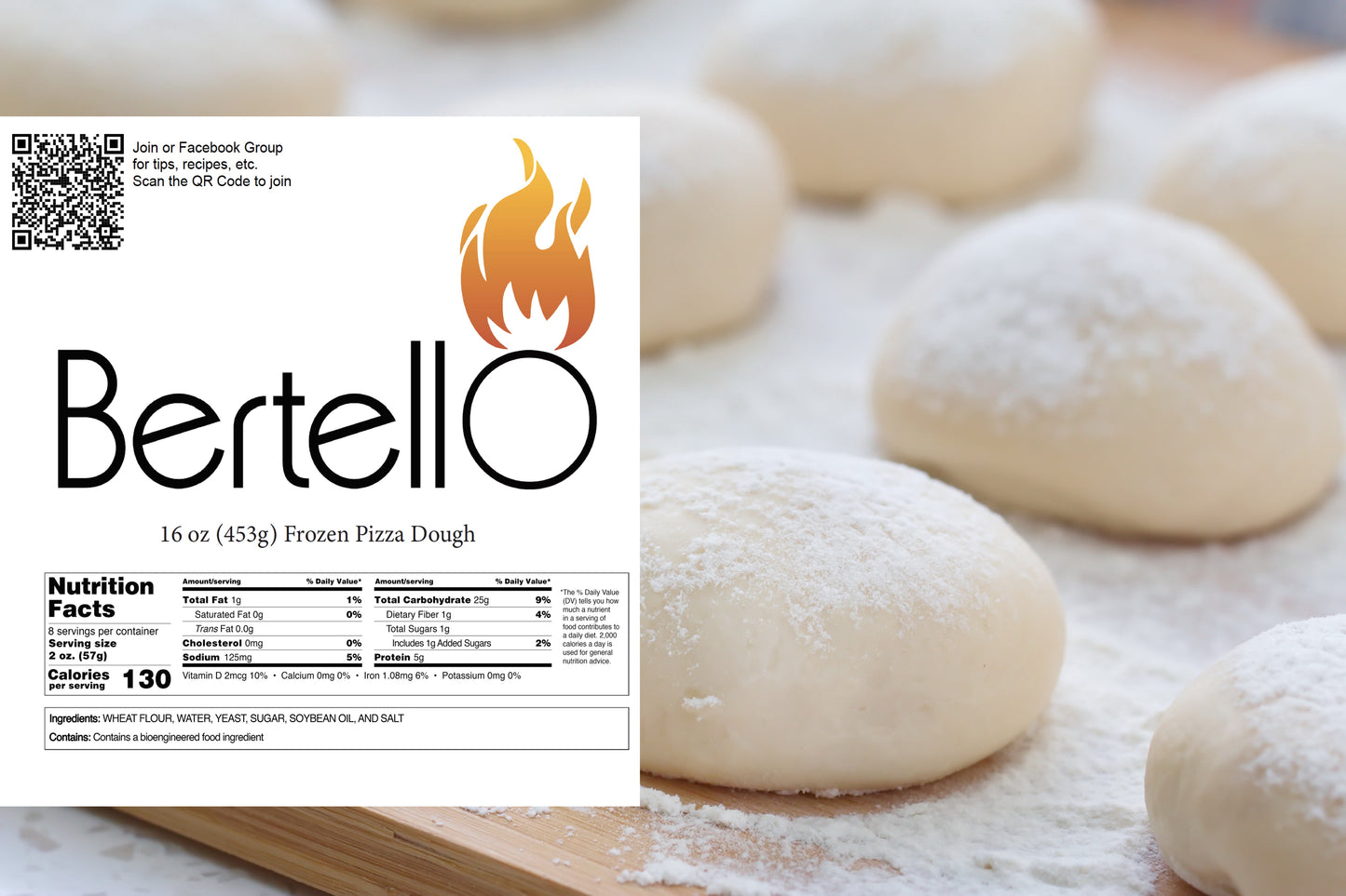 Bertello Non-Stick Pizza Dough Balls - 16 Pizzas (Includes 8 Dough Balls, 16oz each. 1 ball makes two 12" pizzas)