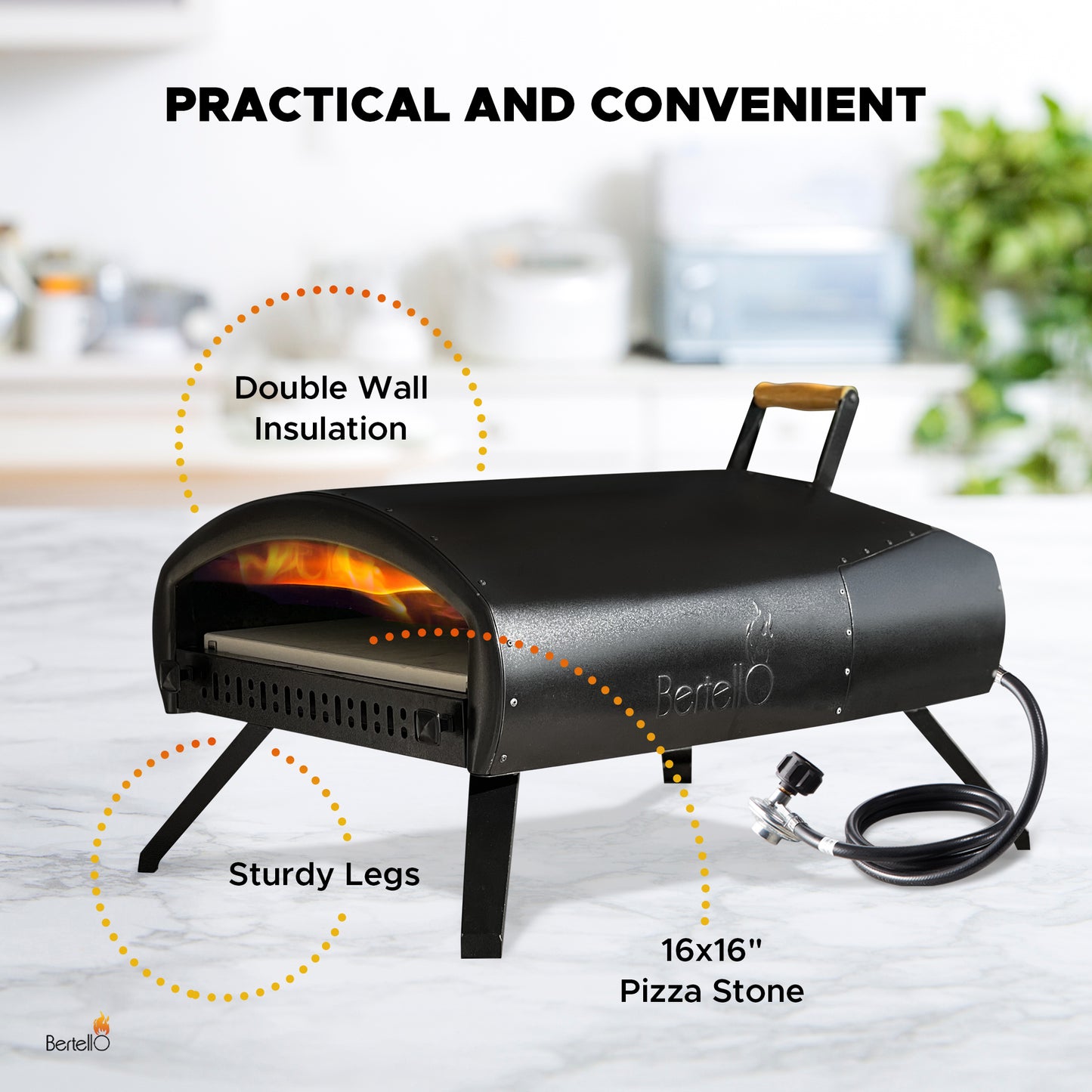 Bertello Grande 16" Outdoor Pizza Oven - Gas & Wood Fired Simultaneously - Outdoor Pizza Oven AS SEEN ON SHARK TANK - PATENTED