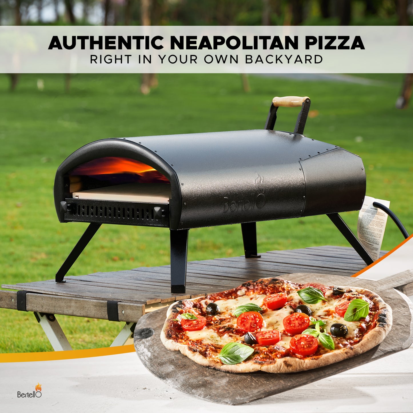 Bertello Grande 16" Outdoor Pizza Oven - Gas & Wood Fired Simultaneously - Outdoor Pizza Oven AS SEEN ON SHARK TANK - PATENTED