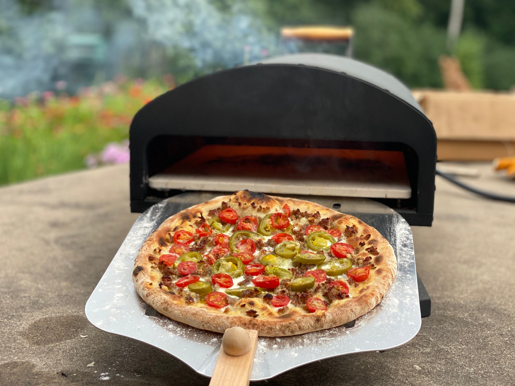Bertello Outdoor Pizza Oven + Pizza Peel Combo Bertello Wood Fire